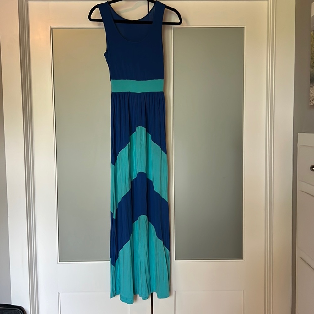 V striped cotton maxi dress